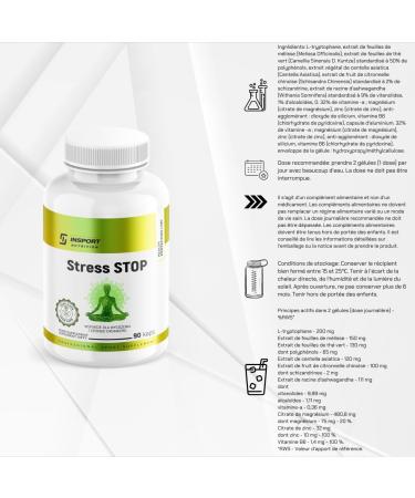 INSPORT Nutrition - Stress STOP - L-tryptophan + 5 plant extracts + minerals and vitamins - 90 vegan capsules - Soothes & stress relief - 45 servings - Buy Online on GoSupps.com