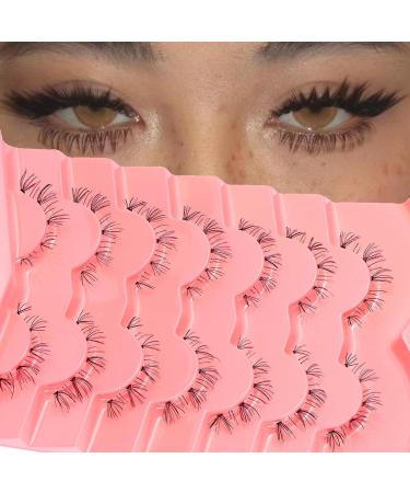WUZIA 7 Pairs Bottom Lashes Clear Band Wispy Natural Look Lashes Japanese Manga Style Spiky Anime Lower Lashes Dramatic DIY Cosplay Bottom Eyelashes Reusable (A03)