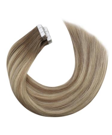 Moresoo Invisible Tape In Extensions - Real Hair Light Brown & Chestnut Brown 45cm | 20 Pieces 50g #8/22 - Premium Adhesive Hair Extensions - Buy Online on GoSupps.com