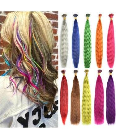 Feather Hair Extension Colored Strands For Hair Feather Extensions 20Pieces Synthetic 16Inch Hairpiece Feather Hair Extensions crochet hair extension set (Color : 11 Size : 16inches) 16inches 11 - Buy Online on GoSupps.com