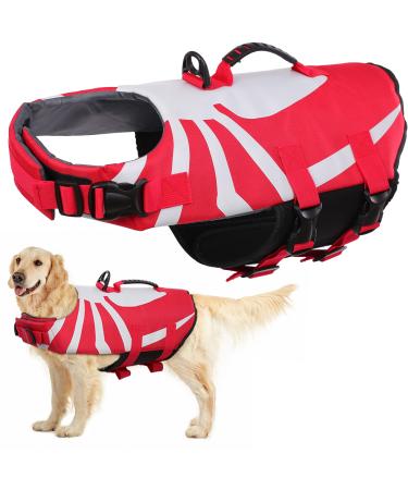 Life Jacket for Dogs Dog Life Vest Adjustable Safety Jacket for Dog Flotation Spider Safety Vest Lifesaver Swimming Training Summer Swimwear for Dogs(Red XL) XL Red