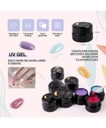 Poly Nail Gel Kit with 36W UV LED Lamp - 6 Nude Colors & 6 Glitter UV Gels, Base and Top Coat, Nail Art Gift Set for Women - Buy Online on GoSupps.com