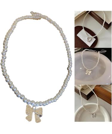 OralGos Elegant Pearl Bow Pendant Necklace for Women - Wedding & Party Jewelry - International Shipping Available - Buy Online on GoSupps.com