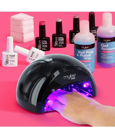 Mylee Complete Gel Nail Polish Kit with LED Lamp - 4 MyGEL Colours, Top & Base Coat, Gel Remover - Black Lamp - Buy Online on GoSupps.com