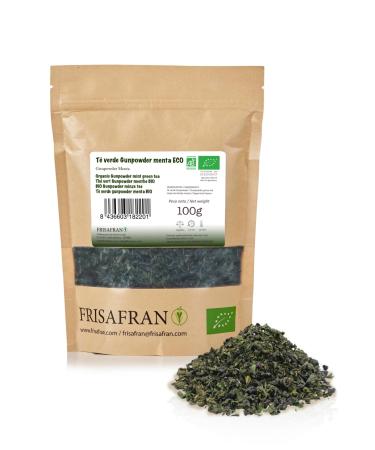 FRISAFRAN | Th Vert Menthe Gunpowder Bio Vrac 100g | Antioxydant | th vert japonais | Digestif | bonne sant | boisson rafra chissante | Infusion de Menthe | pur | Feuilles de menthe | chaud-froid Gundpowder 100g