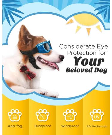 Lewondr Vintage Blue Dog Sunglasses - UV Safety Glasses Windproof & Waterproof with Adjustable Band for Small Dogs - Buy Online on GoSupps.com