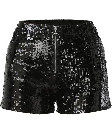 Shop Duohropke Women s Metallic Hot Pants - High Waist Sequin Glitter Shorts for Dance Disco & Carnival | Stylish Black Costume Shorts - Buy Online on GoSupps.com