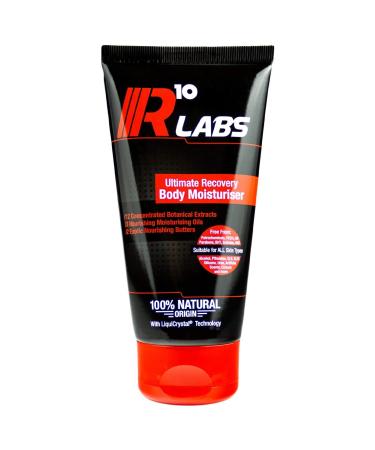 R10 labs Ultimate Recovery Body Moisturiser - 100% Natural Lotion for Men with Shea & Cocoa Butter 12 Concentrated Botanical Extracts 150ml