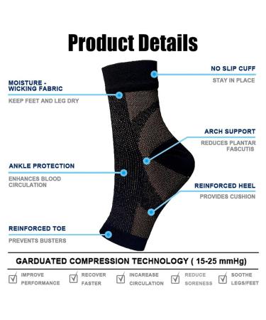 Buy Heelsium Pain Relief Socks for Neuropathy & Plantar Fasciitis - Comfortable Supportive Black (1 Pair) - International Shipping Available - Buy Online on GoSupps.com