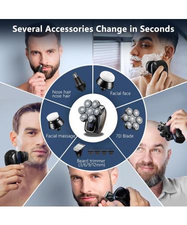 SWSTINLING Head Shavers for Men 5 in 1 Rotary Shaver Bald Waterproof Wet/Dry Beard Grooming Kit Floating Upgraded 7D Skull Shaver Electric Razor with LED Display and USB Charging - Buy Online on GoSupps.com