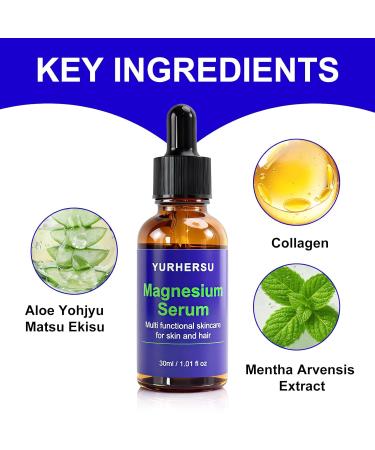 YURHERSU Magnesium Serum for Women Skin and Hair Care Hydration Magnesium Serum with Collagen Long-lasting Moisturization Revitalizing Nourishment Skin Tightening & Firming 1.01 FL OZ - Buy Online on GoSupps.com