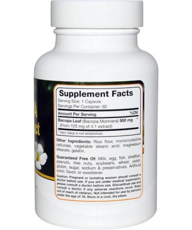 Bacopa Leaf Extract 500mg - 60 Capsules by Nutritional Concepts - Buy Online on GoSupps.com