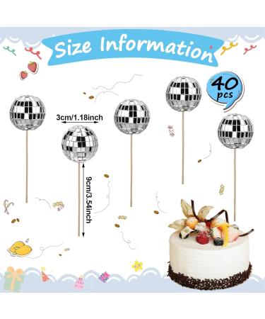 40 Pieces Disco Ball Cupcake Toppers Silver Disco Ball Cake Toppers Disco Ball Centerpiece Decor 70s Disco Theme Cake Decoration for Birthday Disco Theme 70s Party (1.18'') - Buy Online on GoSupps.com