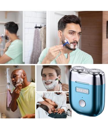 Mens Shaver Electric Facial Shaver for Men Battery Operated Cordless and Dry Small Beard Trimmer for Close Shave Blue - Buy Online on GoSupps.com
