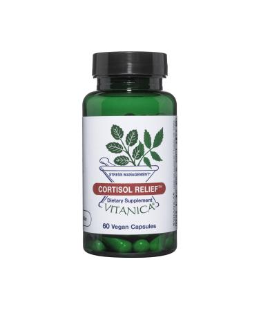 Vitanica Cortisol Relief Dr. Formulated Sleep Stress Cortisol Manager Supplement Vegan 60 Capsules Cortisol Relief Pro Logo