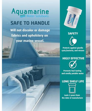 Aquatabs Marine Water Purification Tablets for Drinking - 397mg 100 Count Tub - Portable Water Purifier Tablets. Water Purification System Used to Maintain Freshwater Systems on Marine Vessels. - Buy Online on GoSupps.com
