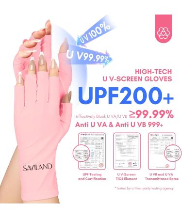 Saviland UV Gloves for Gel Nails - UPF200+ Protection for Gel Manicures - Anti UVA & UVB Fingerless Gloves - Pink - Buy Online on GoSupps.com