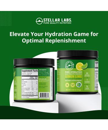 Stellar Labs No Sugar Electrolyte Powder | Low FODMAP Hydration Mix | Keto Friendly Sugar Free Non-GMO Gluten Free | Lemon Lime - 30 Servings - Buy Online on GoSupps.com