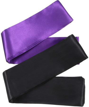 Shappy 4 Pack Satin Eye Mask Blindfold Set - 150 cm - Black and Purple - Buy Online on GoSupps.com