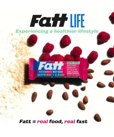 Fattbar Keto Bars 5-Pack - Raspberry & Almond Flavor | Low Carb, High Fiber, Sweetener Free, Vegan, Non-GMO Snacks | 2g Net Carbs | Super Fats | 1.06 oz per bar - Buy Online on GoSupps.com