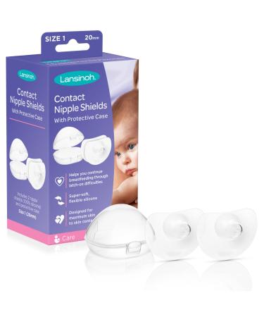 Lansinoh Contact Nipple Shields with Carrying Case 2 Pack Size 20 mm