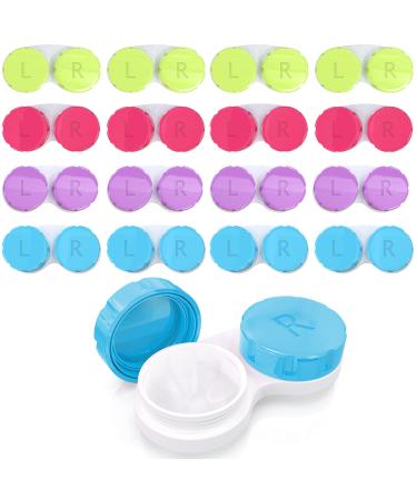 Yondex 16 Pack Contact Lens Case Set - Bulk Contact Cases-Durable Plastic Contact Lenses Holder Kit - Leak-Proof Box for Eye Contacts - 4 Vibrant Colors-Cute, Compact, Light Travel Contact Case (16)