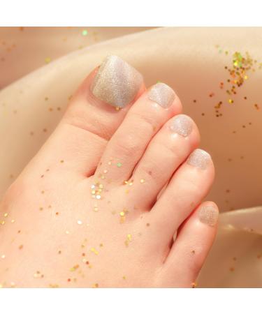 Danni & Toni Half hardened gel nail films (Silver Moonbeam) Silver Cat eye shiny gel nail sticker Pedi wraps toenails nail foil wraps 37 sticker silver moonbeam-2