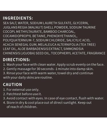 Men's Face Scrub Bamboo Charcoal Salicylic Acid Face Exfoliant Facial Peeling Improves Blackheads Acne Clogged Pores Cleansing Oil Control Pre-shave Care for Men with Facial Cleansing Brush - Buy Online on GoSupps.com