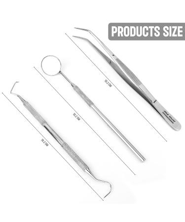 Stainless Steel Dental Plaque Remover Kit - 3 Pcs Dental Cleaning Set with Dentist Mirror for Men, Women, Kids - Home Use - Buy Online on GoSupps.com