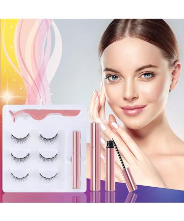VESHELY Natural Magnetic Eyelashes with Eyeliner - 3 Pairs 3D Short Magnetic Eyelash Set for Natural Look - No Glue Needed - Buy Online on GoSupps.com