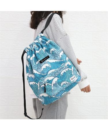 Waterproof Drawstring Gym Bag Sackpack | Waves Design | for Men, Women, Girls - Buy Online on GoSupps.com