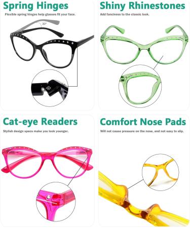 Eyekepper 4-Pack Cat Eye Reading Glasses for Women - Stylish Rhinestone Readers +2.50 | International Shipping Available - Buy Online on GoSupps.com