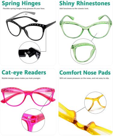 Buy Eyekepper 4-Pack Cat-Eye Reading Glasses for Women - Rhinestone Readers +2.75 - Stylish & Colorful - Buy Online on GoSupps.com