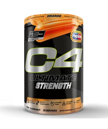 Cellucor C4 Ultimate Strength Pre Workout Powder - Tri-Stim Experience 300mg Caffeine+TeaCrine+Dynamine - Creatine & Beta-Alanine - Energy Supplement for Men & Women - Orange Popsicle, 20 Servings Orange Popsicle 1.27 Pound