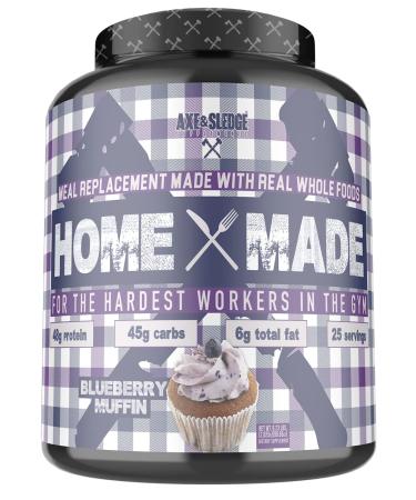 Axe & Sledge Supplements Home Made Whole-Foods-Based Meal Replacement Powder with Digestive Enzymes Protein Carbohydrates and Fats 25 Servings Blueberry Muffin