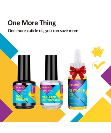 BURANO Natural Nail Prep Dehydrator & Primer for Acrylic & Gel Nails - Long Lasting, Acid-Free, No Burns - 0.5 oz Set with Cuticle Oil Gift - Buy Online on GoSupps.com
