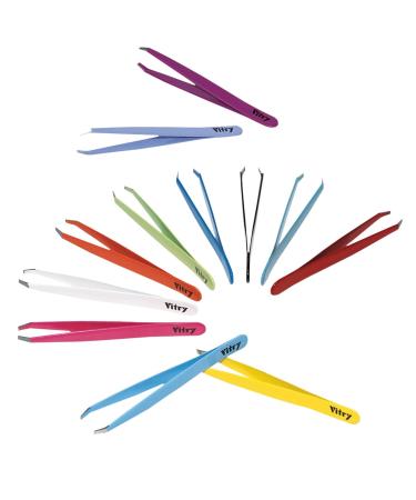 Vitry Coloured Tweezers with Angled Tips - White | Premium Precision for Perfect Grooming | International Shipping - Buy Online on GoSupps.com