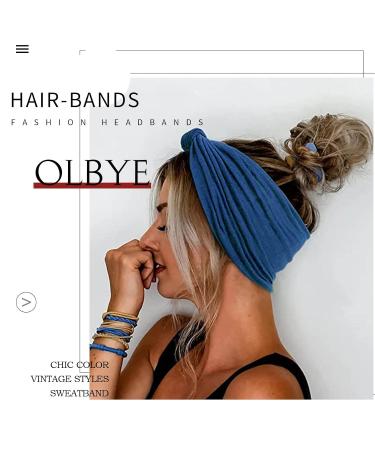Olbye Wide Headbands: 6 Pack Women's Knotted Turban Headbands - Non Slip Sweatbands for Yoga, Running, and Fashion - Solid Color A - Buy Online on GoSupps.com