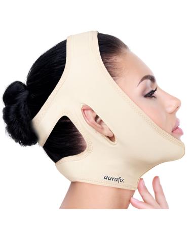 Neck Chin Compression Garment Strap Bandage, Face Slimmer, Double Chin Wrap Beige M