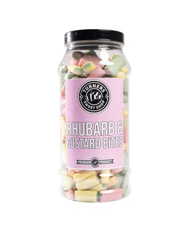 Rhubarb & Custard Bites - 555g by Turners Sweet Shop Traditional Retro Gift Jar Classic Original Pick & Mix Sweets Quality Confectionary Fantastic Gifts for Him Her or Them