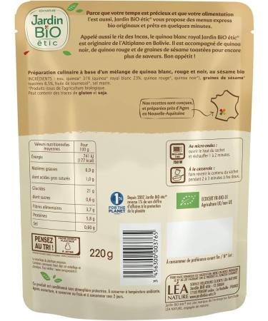 Jardin BIO tic - Trio of quinoa with toasted sesame - organic - Salty - AB certified - 220g bag - Buy Online on GoSupps.com