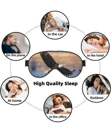 Flying Eagle Print Unisex Sleep Mask | Double-Sided Eye Mask for Sound Sleep & Skin Care - Black - Buy Online on GoSupps.com