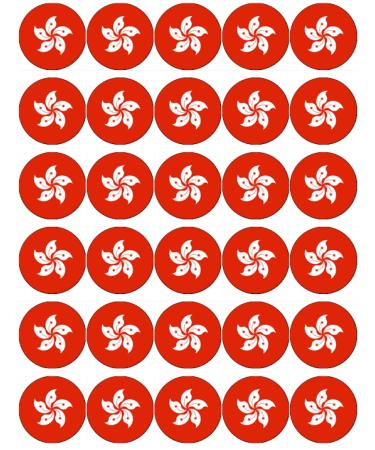 30 Hong Kong Flags Cupcake Toppers Edible Wafer Paper Fairy Cake Toppers Birthday Cake Decorations