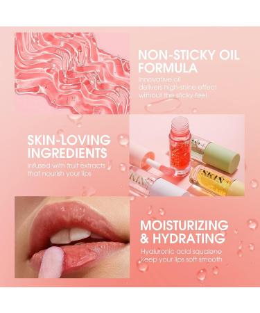 BANGFENG Hydrating Lip Oil - Plumping Tinted Gloss for Long Lasting Moisture - Strawberry Pink - Buy Online on GoSupps.com