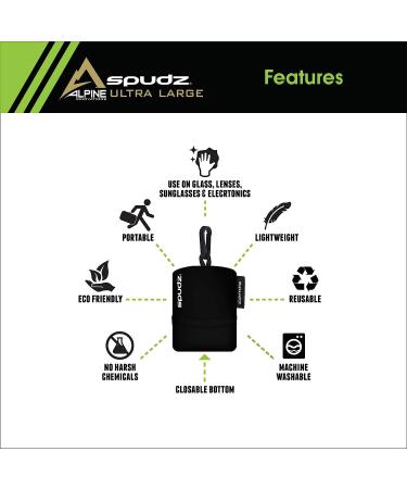 SPUDZ Ultra Microfiber Cloth Screen & Lens Cleaner 6x6 Inch | Closable Bottom, Black - Buy Online on GoSupps.com