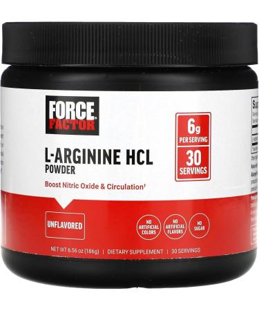 FORCE FACTOR L Arginine HCL, L-Arginine Supplement to Boost Nitric Oxide for Better Circulation, Blood Flow, and Muscle Pumps, L Arginine Powder 6000mg, Unflavored, 30 Servings - Buy Online on GoSupps.com