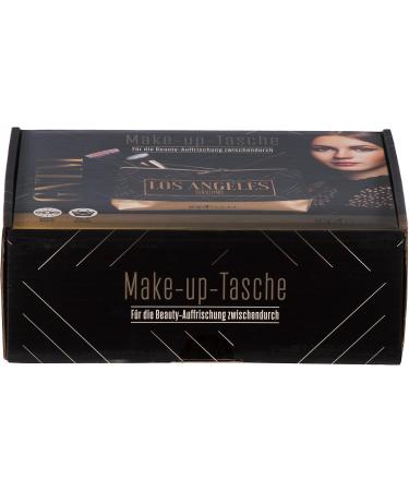 Brandselle Women's Cosmetic Bag | Stylish Make-Up Bag | Cultural Motif Design Inspired by Germany's Next Top Model | Gold & Black | 20x14x8 cm | International Shipping Available - Buy Online on GoSupps.com