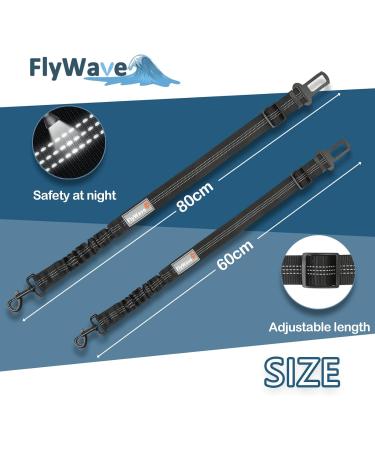 Flywave Strap-On Dog Car Belt - Adjustable Reflective Dog Seatbelt for All Breeds & Car Types | D-Buckle Black - Buy Online on GoSupps.com