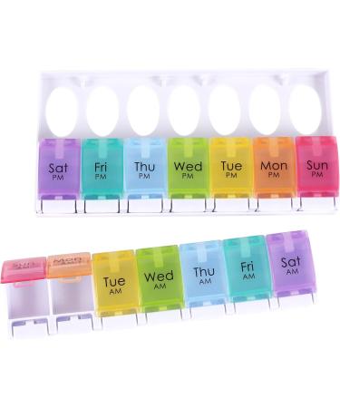 Weekly Pill Organizer 7 Day - Large AM PM Storage for Easy Daily Medication | Rainbow Design Pill Case - Buy Online on GoSupps.com