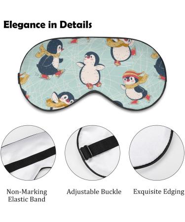 Penguins Winter Ice Skating Sleep Mask - Adjustable Strap Eye Cover for Sleeping, Blocks Light - Night Travel Nap Blindfold for Men and Women - Buy Online on GoSupps.com